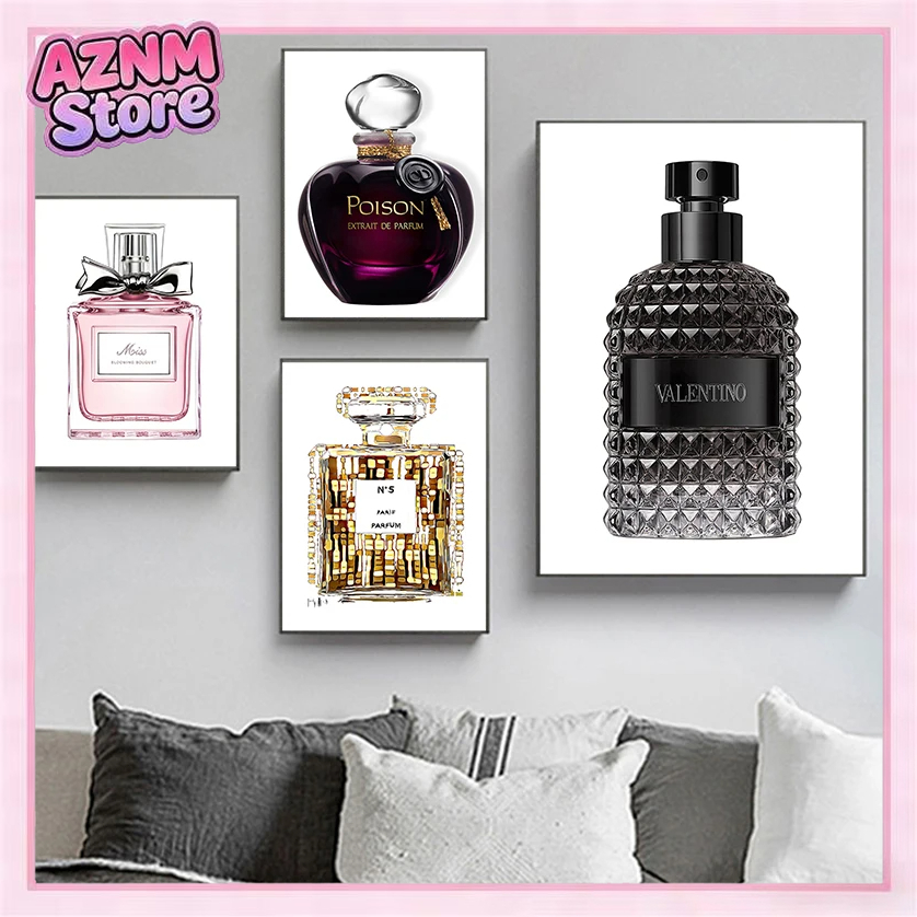 Home Fragrance Room Spray - 1 ชิ้น ภาพพิมพ์บนผ้าใบ ลายขวดน้ำหอมผู้หญิง สไตล์มินิมอล ภาพพิมพ์นอร์ดิก