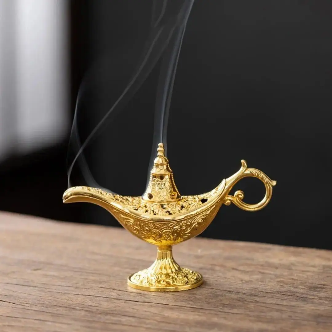 Home Fragrance Lamp - เตาเผาเครื่องหอมสไตล์วินเทจลายอะลาดิน พร้อมโคมไฟวิเศษ, เตาเผาบาคฮูร์, แผ่นหอมรูปเมฆ (มีให้เลือก), ของตกแต่งบ้าน,