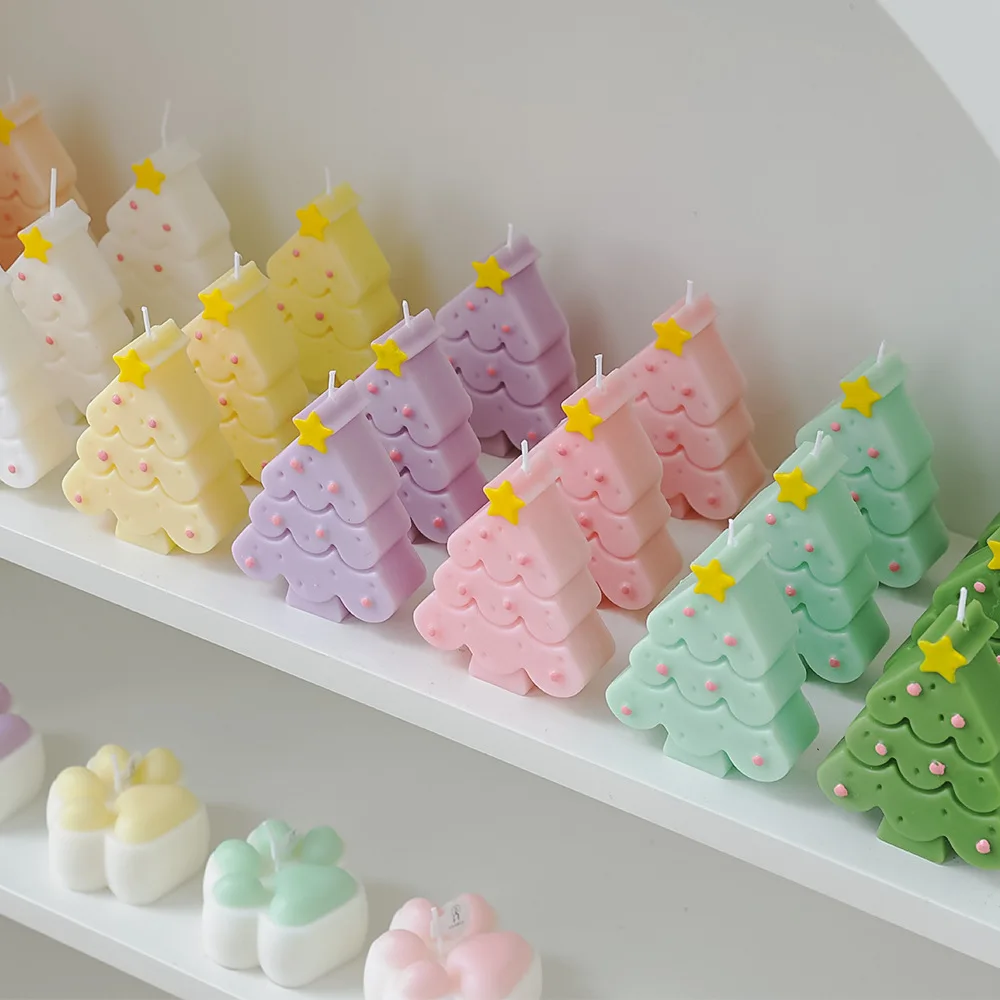 Home Fragrance Lamp - เทียนหอมคริสต์มาสพร้อมกล่องมินิคริสต์มาสรูปต้นไม้เทียนหอมตกแต่งบ้านเทียนของขวัญสำหรับเพื่อนผู้หญิงของที่ระลึก