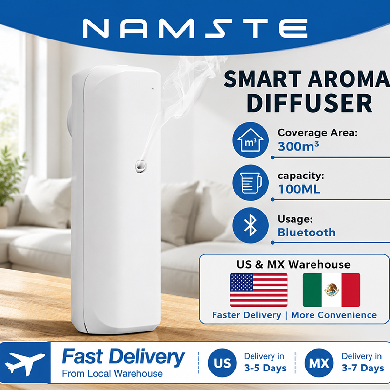 Home Fragrance Kit - เครื่องกระจายกลิ่นน้ำมันหอมระเหย NAMSTE แบบบลูทูธ สำหรับใช้ในบ้าน ห้องน้ำ พร้อมปลั๊กเสียบ