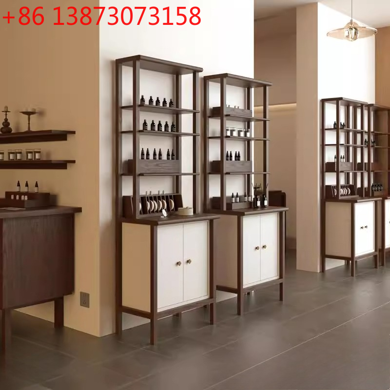 Shop Home Fragrance - ตู้โชว์น้ำหอมติดผนัง ตู้โชว์น้ำมันหอมระเหย ตู้โชว์ผลิตภัณฑ์ความงาม ตู้โชว์แบบตั้งพื้นสไตล์จีนเรียบง่าย