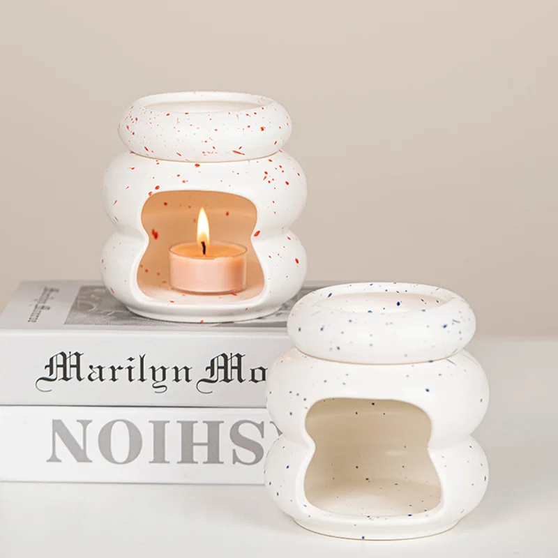 Wax Melt Burner - เตาเผาน้ำมันหอมระเหยเซรามิกแบบถอดได้ พร้อมที่วางเทียน ตกแต่งโต๊ะ ของตกแต่งบ้าน ของขวัญสำหรับโยคะและสปา