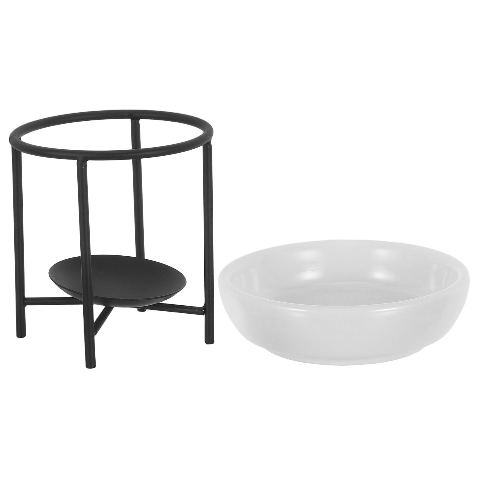 Wax Melt Burner - 1 ชุด เตาอโรมาเซรามิกสำหรับน้ำมันหอมระเหย พร้อมขาตั้งสี่ขาสีดำ ที่วางเทียนทีไลท์ แว็กซ์ละลาย