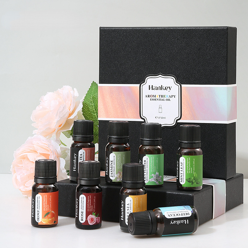 Home Fragrance Aroma Set - YXY 8*10ML จัสมินสีส้ม Rose น้ํามันหอมระเหยบริสุทธิ์ชุดชาขาว Mint