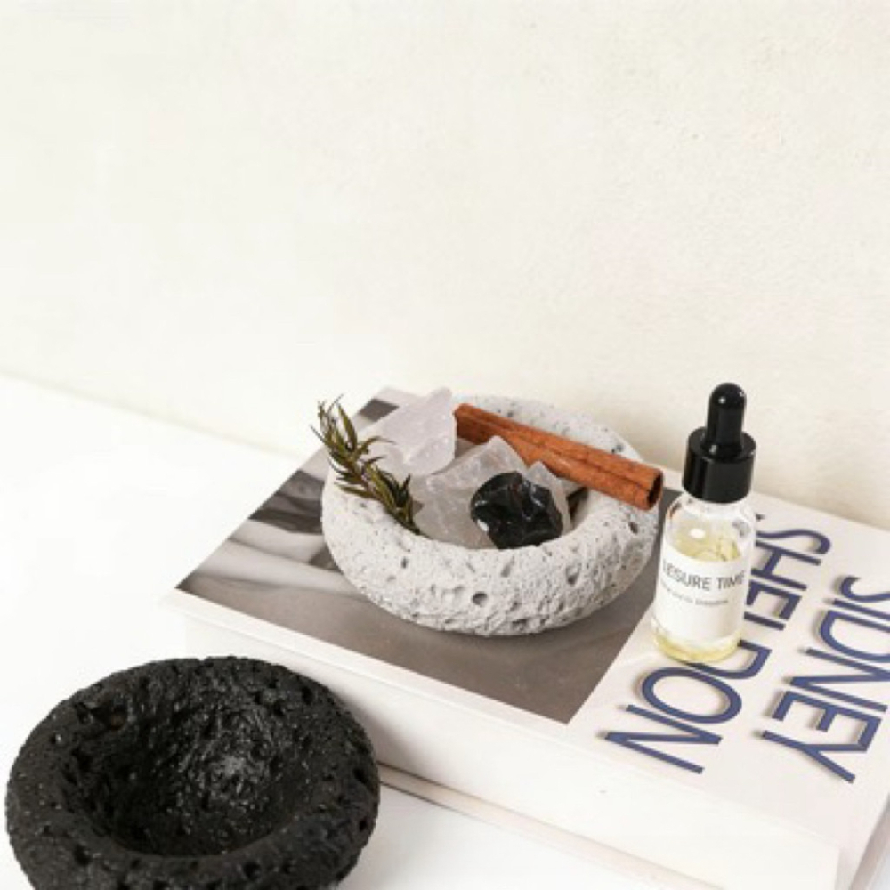 Home Fragrance Japan - ถ้วยเทียนปูนซีเมนต์รูปทรงอุกกาบาต ไม่ต้องใช้ไฟ ภาชนะใส่เทียนหอม สร้างบรรยากาศโรแมนติก ของตกแต่งบ้าน
