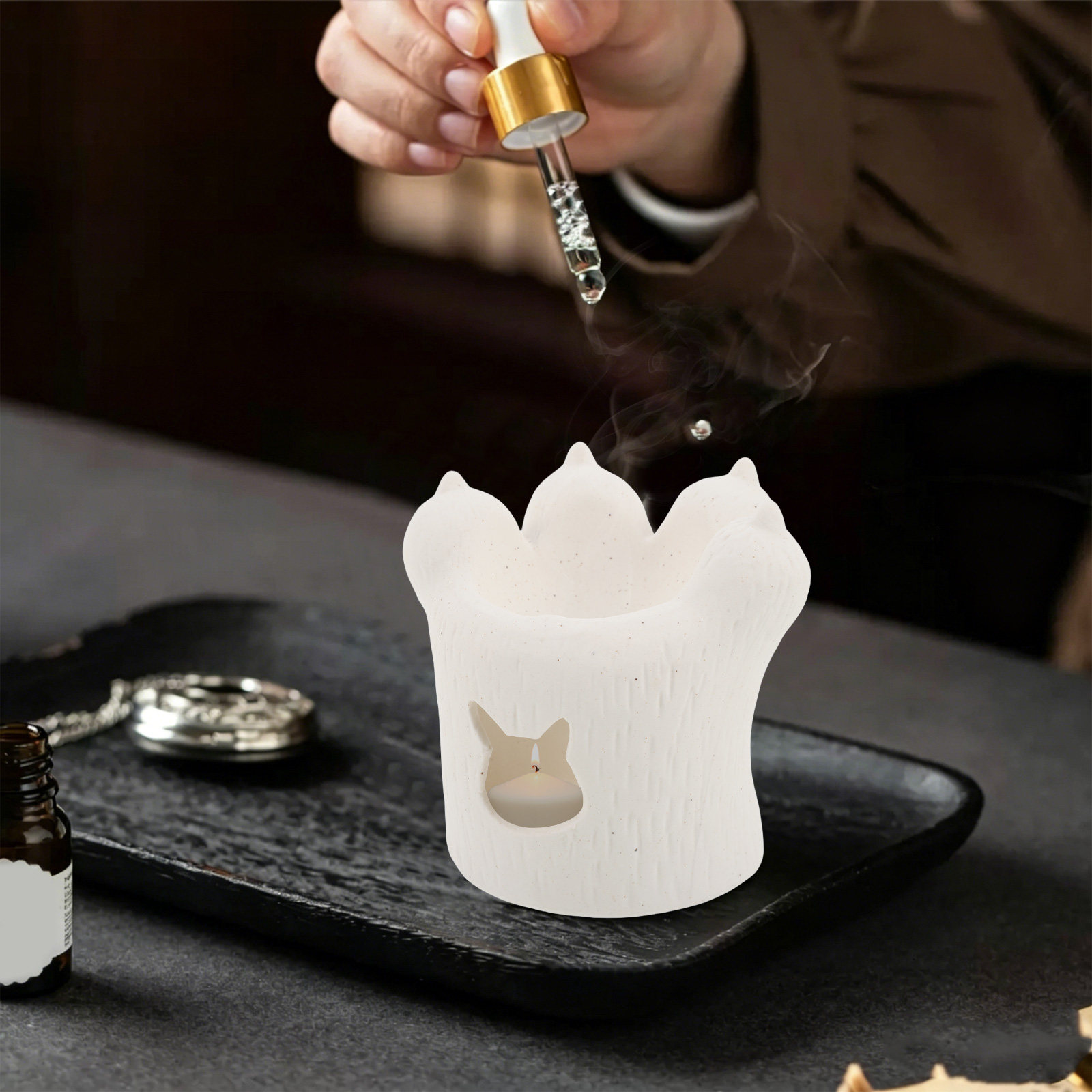 เตาอโรมาเซรามิกรูปอุ้งเท้าแมว  - Wax Melt Burner บทวิจารณ์และราคา