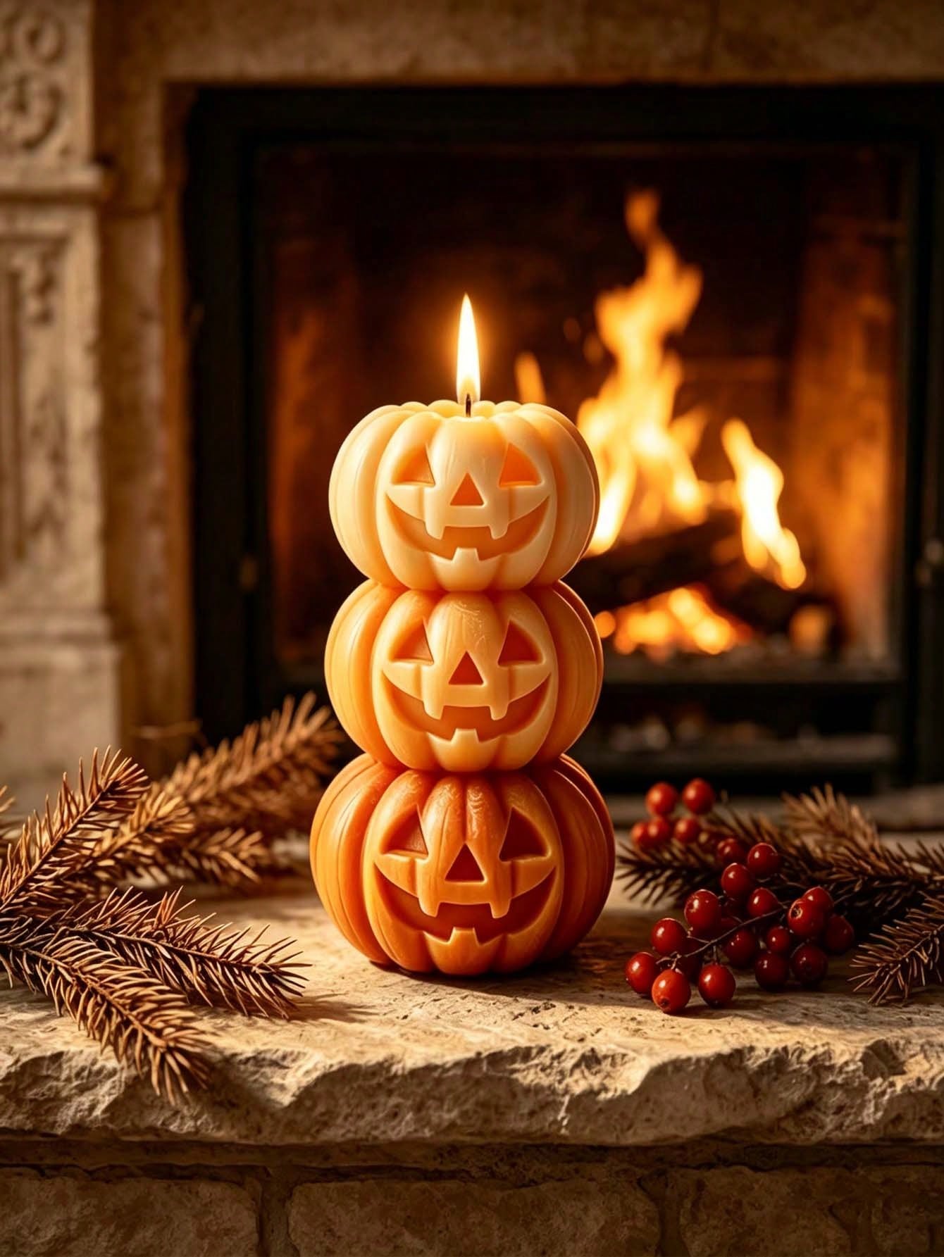 เทียนรูปฟักทอง 3 ชั้นสำหรับฮาโ - Home Fragrance Candles บทวิจารณ์และราคา
